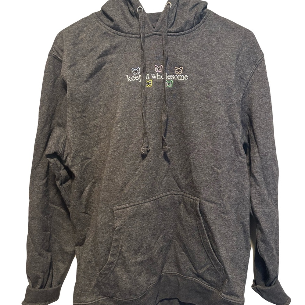Gray Hoodie with Embroidered Design